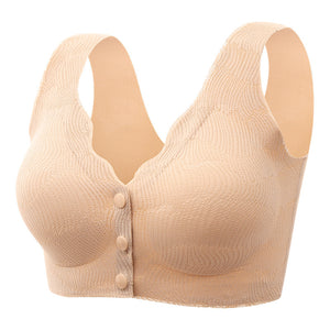 Lce silk front button wire free latex bra