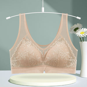 Women's Wireless Lace Wide Strap Tank Top Bra