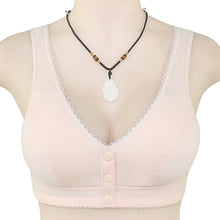 Load image into Gallery viewer, Button Front Lace Trim Soft Cotton Tank Bra
