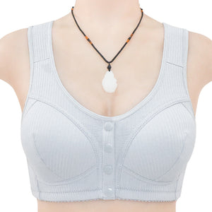 Plus Size Wireless Cotton Front Button Bra