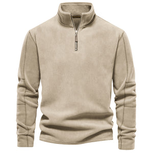 Men Fall/Winter Stand Collar Half-Zip Sweatshirt