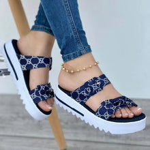 Load image into Gallery viewer, Platform Double Strap Bow Ladies Sandals
