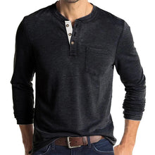 Load image into Gallery viewer, Mens Casual Round Neck Buttons Shirt Tops Soild Color Long Sleeves Slim Fit Tee
