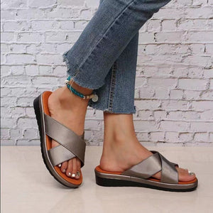 Women's wedge platform open toe slippers