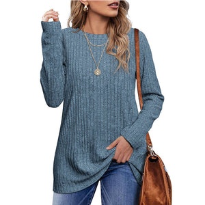 Womens Tunic Tops Long Sleeve Shirts Crew Neck Twist Front lightweight Sweaters