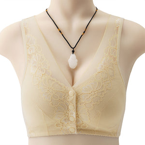 Ladies Cotton Lace Front Button Bra