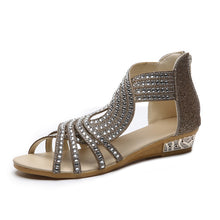 Load image into Gallery viewer, 2024 summer rhinestone wedge women&#39;s sandals
