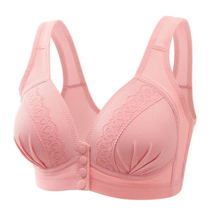 Push Up No Steel Rim Front Open Button Bra