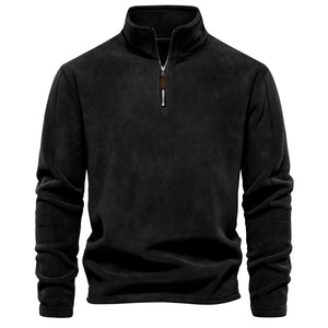 Men Fall/Winter Stand Collar Half-Zip Sweatshirt