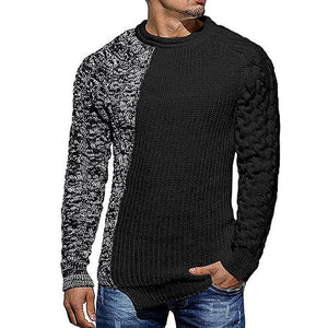 Mens Slim Fit Crew Neck Thick Sweaters Color Block Big and Tall Knit Pullovers