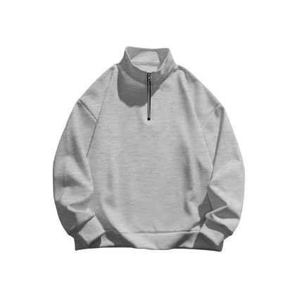Men's Stand collar Sweatshirt Pullover Tops Fleece Half Zip Plain Sports