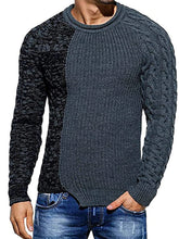 Load image into Gallery viewer, Mens Slim Fit Crew Neck Thick Sweaters Color Block Big and Tall Knit Pullovers
