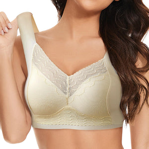 Women Solid Comfort Wireless Lace Bra