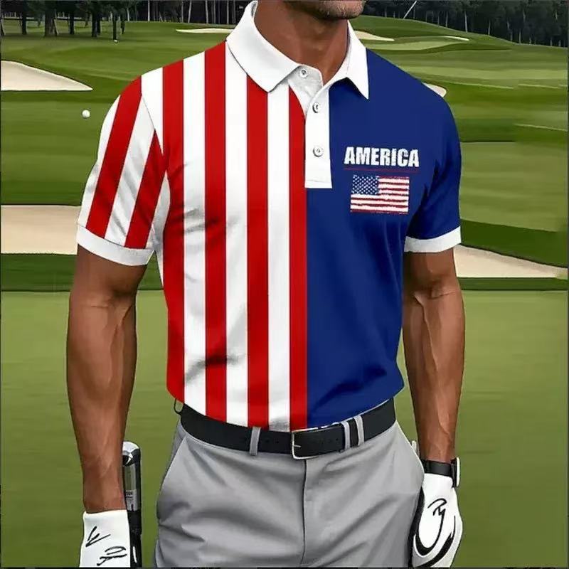 Men's American 250th Anniversary Print Casual Polo Shirt