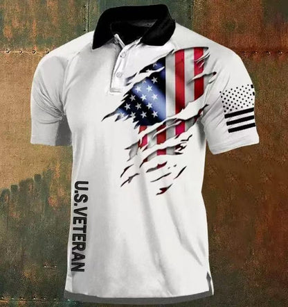 Men's American 250th Anniversary Print Casual Polo Shirt