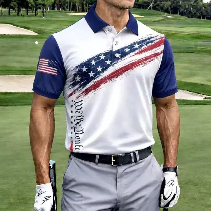 Men's American 250th Anniversary Print Casual Polo Shirt