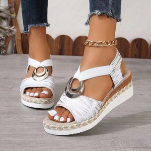 Women Summer Wedge Fish Mouth Roman Sandals