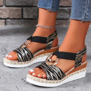 Women Summer Wedge Fish Mouth Roman Sandals