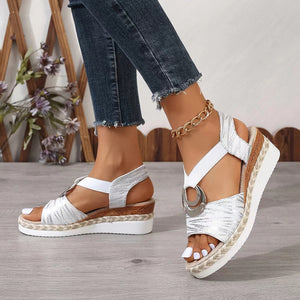 Women Summer Wedge Fish Mouth Roman Sandals