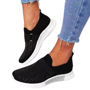 Women's Breathable Slip On Mesh Rhinestone Trainers Shoes