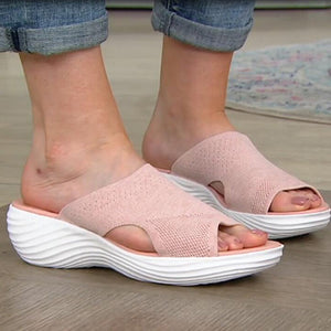 Women's Flat Fish Mouth Mesh Breathable Slippers