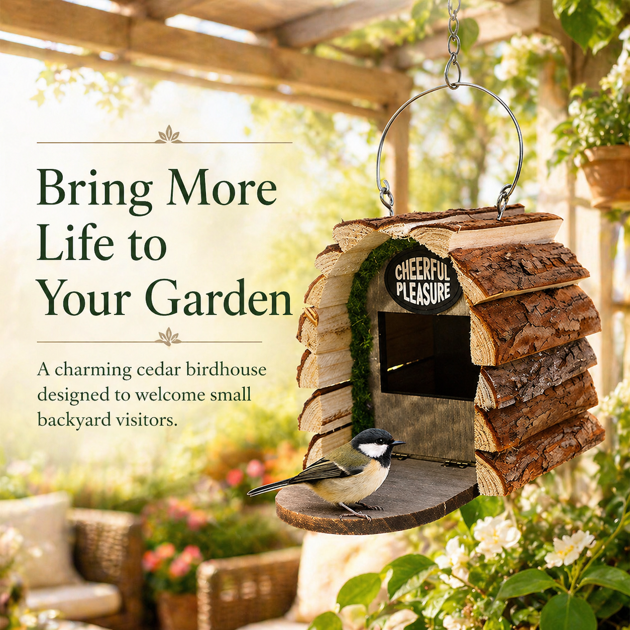 Rustic Cedar Birdhouse for Small Backyard Birds