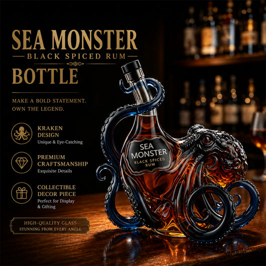 Sea Monster Black Spiced Rum Glass Bottle