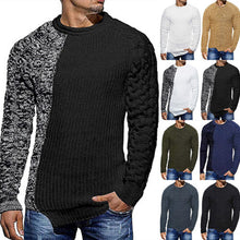 Load image into Gallery viewer, Mens Slim Fit Crew Neck Thick Sweaters Color Block Big and Tall Knit Pullovers
