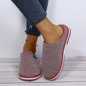 Womens Cotton Clog Hard Sole Warm Slip on Fleece Lined Slippers