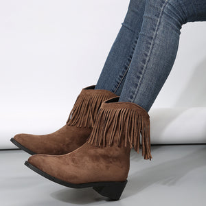 Winter Women's Tassels Arrival Retro Pointed Toe Boots