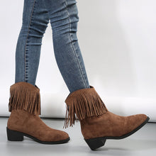 Load image into Gallery viewer, Winter Women&#39;s Tassels Arrival Retro Pointed Toe Boots
