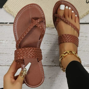 Women's Flat Weave Detail Slide Slippers