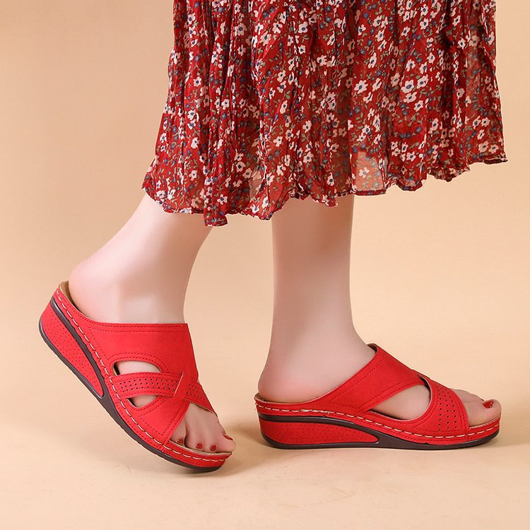 Women's Wedge Retro Hollow Slippers