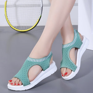 Women's Breathable Elastic Band Thick Sole Mesh Sports Sandals