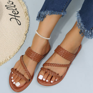 Women's Flat Weave Detail Slide Slippers