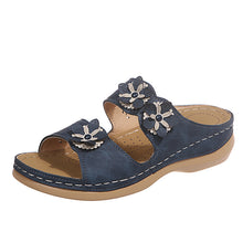 Load image into Gallery viewer, Thick Sole Round Toe Floral Flat Comfort Slippers
