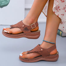 Load image into Gallery viewer, Round Toe Flat Fringed Sandals
