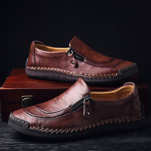 2024 Men Hand Stitching Zipper Slip-ons Shoes