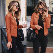 Load image into Gallery viewer, Stylish women&#39;s PU leather jacket; choose from 8 colors to match any outfit
