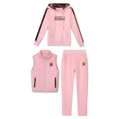 40% OFF-Ropa deportiva acolchada y engrosada más tamaño casual de tres piezas de la moda de invierno sudadera - España