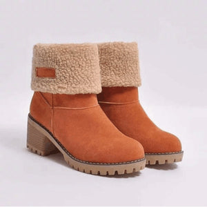 Women's Chunky Heel Round Toe Snow Boots