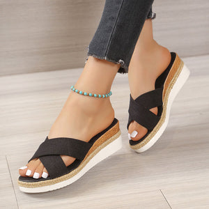 Women's Fish Mouth Wedge Platform Slippers