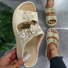 Load image into Gallery viewer, Thick Sole Round Toe Floral Flat Comfort Slippers
