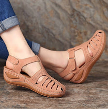 Load image into Gallery viewer, Women Hollow Out Breathable Wedges Thick Sole Buckle Sandals
