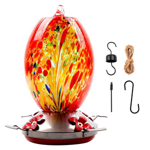 Hummingbird Feeder Hand Blown Glass