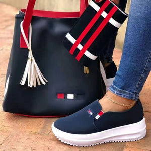 Low top mid heel round toe casual women's sneakers