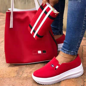 Low top mid heel round toe casual women's sneakers