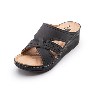 Women's Wedge Retro Hollow Slippers