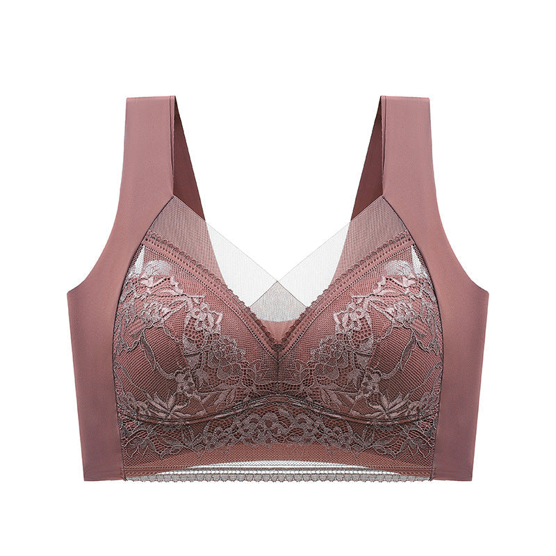 New lace wrap chest gather no steel ring bra
