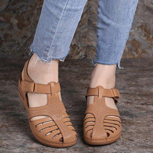 Load image into Gallery viewer, Women Hollow Out Breathable Wedges Thick Sole Buckle Sandals
